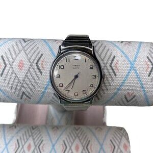 Timex Watch Quartz Women  Silver Tone Stretch Band Needs Battery